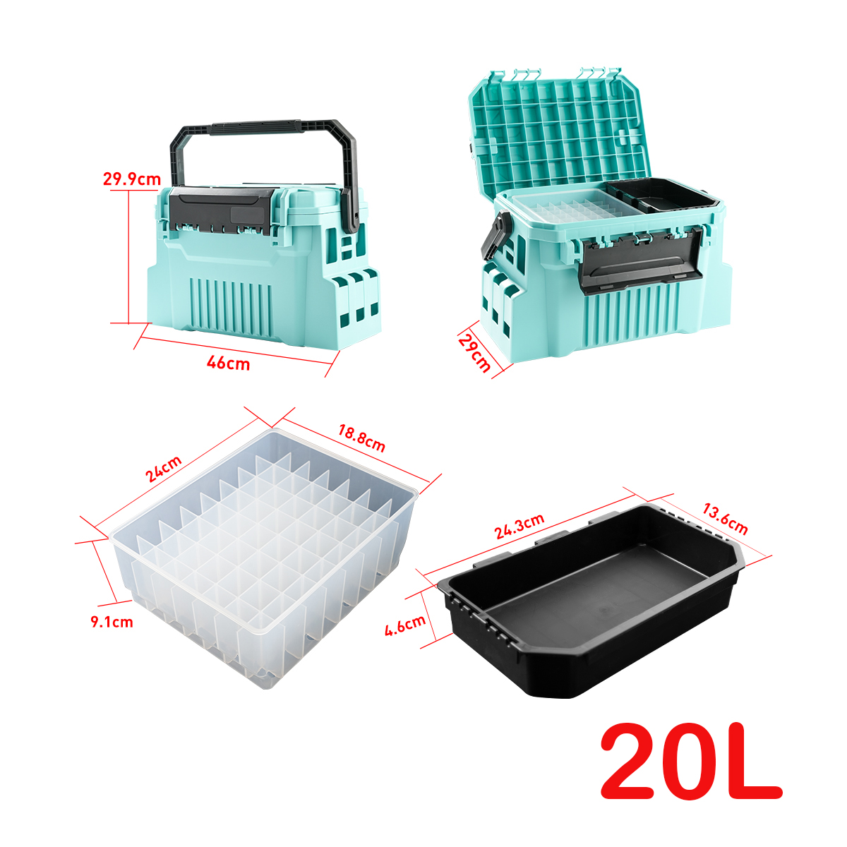 20L FIshing tackle box with eg - Fishing Kayak Crate 评论和价格